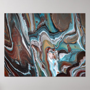 Póster Pintura de Líneas Modernas con Geodas de Rayas Azu