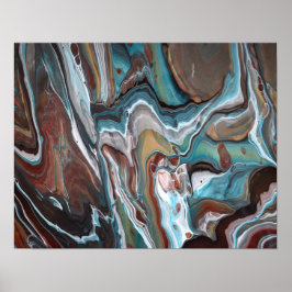 Póster Pintura de líneas modernas de Geode azul marrón