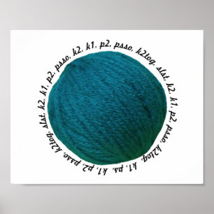 Póster Pintura de Lingo Yarn Bolas Verde azuladas