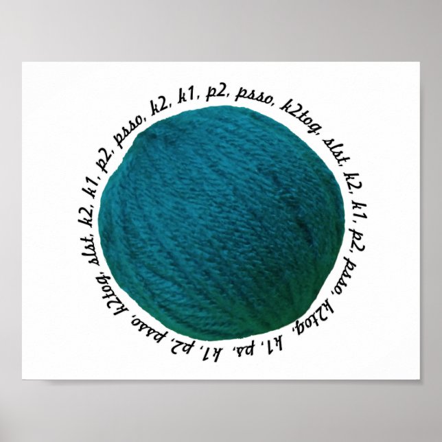 Póster Pintura de Lingo Yarn Bolas Verde azuladas (Frente)