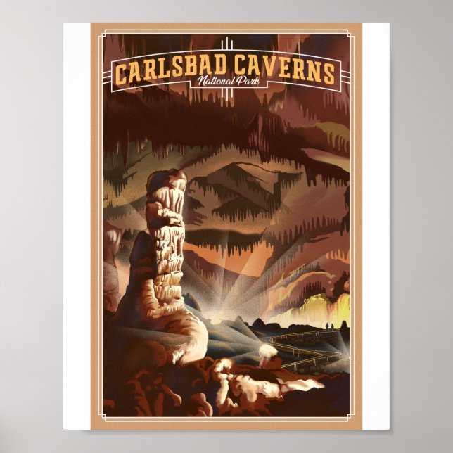 Póster Pintura de Litho del Parque Nacional de las Cavern (Frente)