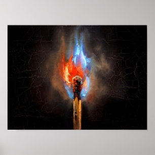 Póster Pintura de llama de cerilla encendida