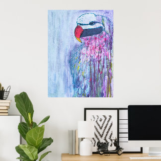 Póster Pintura de Loro Colorida