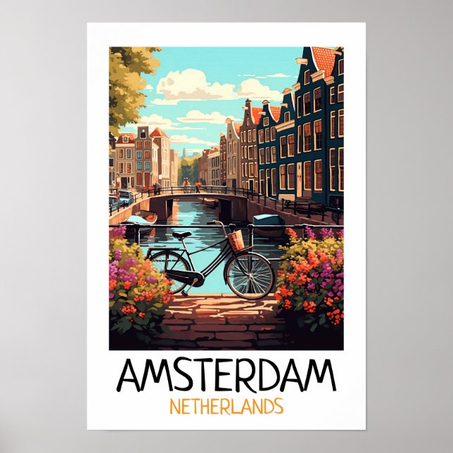 Póster Pintura de los Países Bajos de Amsterdam de época (Frente)