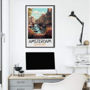 Póster Pintura de los Países Bajos de Amsterdam de época
