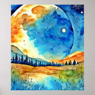 Póster Pintura de luna llena