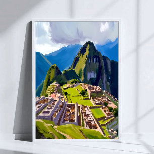 Póster Pintura de Machu Picchu Perú