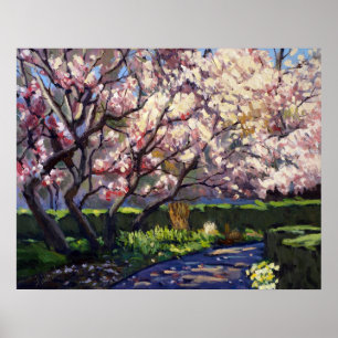 Póster Pintura de manzanos en flor