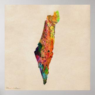Póster Pintura de mapa de Israel