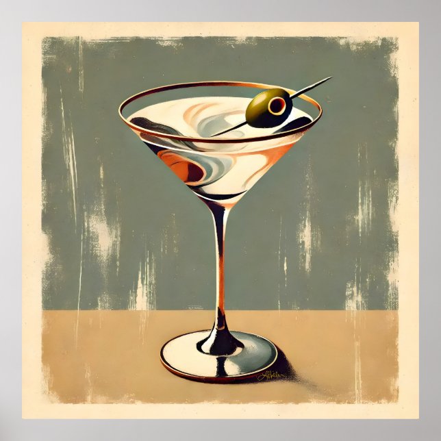 Póster Pintura de Martini de Olive de Mediados del Siglo  (Frente)