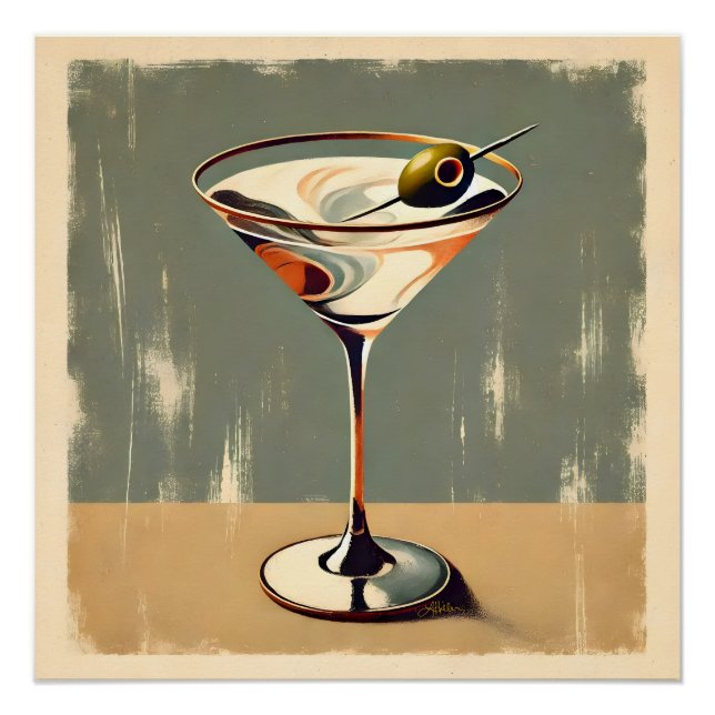 Póster Pintura de Martini de Olive de Mediados del Siglo  (Anverso)