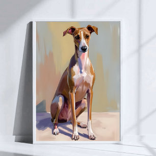 Póster Pintura de mascota en acuarela de perro galgo ital