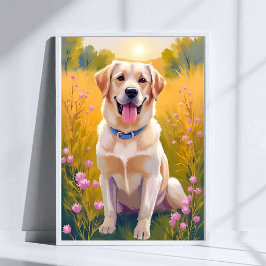 Póster Pintura de mascota perro Labrador Retriever Lab am