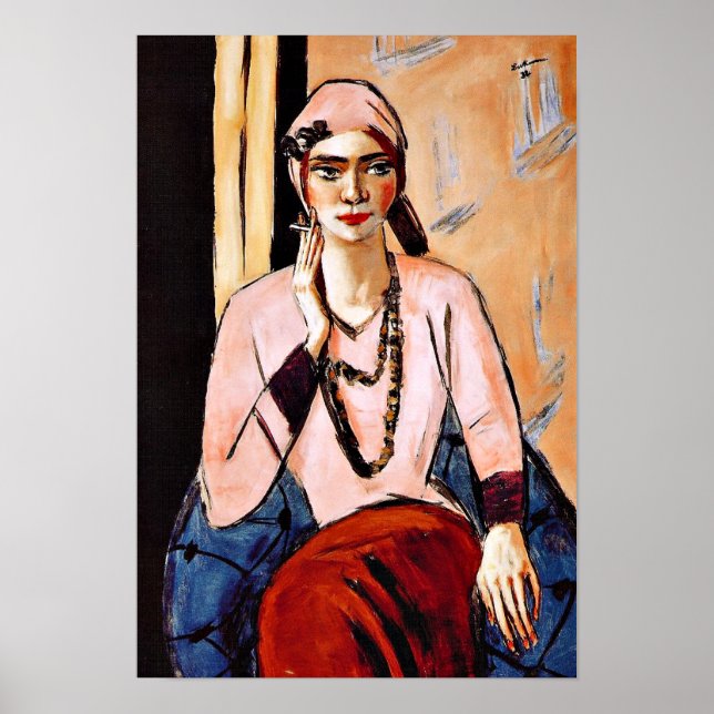 Póster Pintura de Max Beckmann, Quappi en rosa (Frente)
