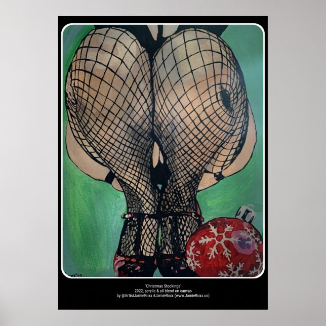 Póster Pintura de "medias de Navidades" sobre una (Frente)