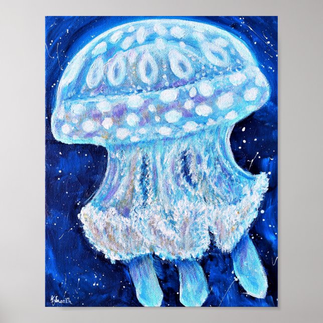 Póster Pintura de medusas azules (Frente)