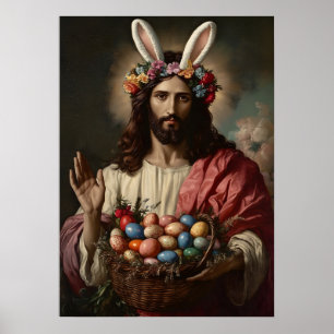 Póster Pintura de memes de retrato de Jesucristo de Pascu