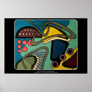 Póster Pintura de 'Mid'Century Modern Abstract Aquatic' s