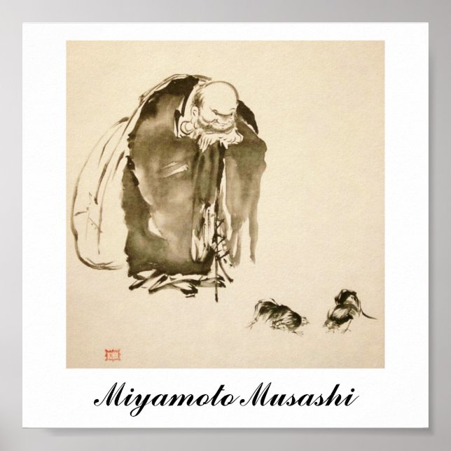 Póster Pintura de Miyamoto Musashi, c. Años 1600 (Frente)