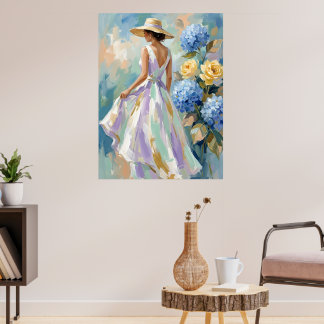 Póster Pintura de moda floral Hortensia