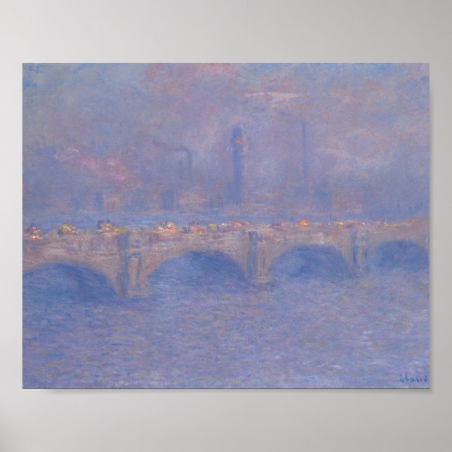 Póster Pintura de Monet con efecto de luz solar del puent (Frente)
