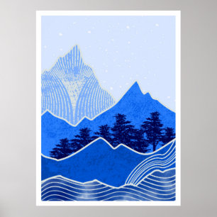 Póster Pintura de montaña abstracta