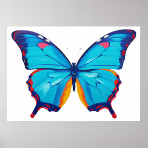 Póster Pintura de morfo azul de mariposa