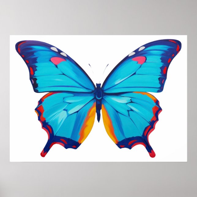 Póster Pintura de morfo azul de mariposa (Frente)