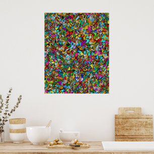 Póster Pintura de mosaico colorido abstracto y vibrante