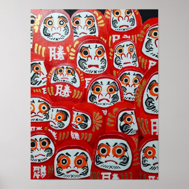 Póster Pintura de muñecas Daruma por Alfred Fox (Frente)
