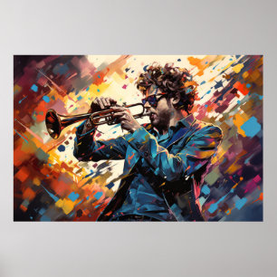 Póster Pintura de música de jugador de trompeta resume de