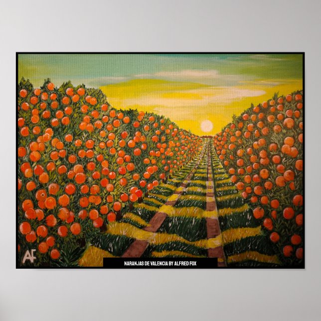 Póster Pintura de Naranjas de Valencia por Alfred Fox (Frente)