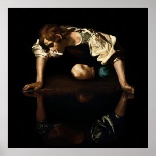 Póster Pintura de Narciso inspirada en Caravaggio