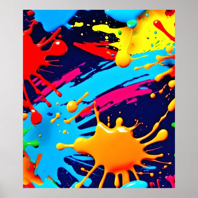 Póster Pintura de neón animada en expresión fluida (Frente)