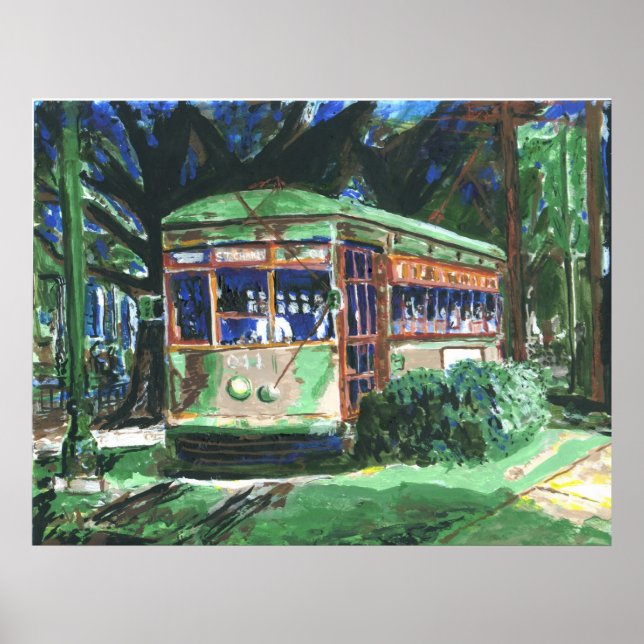 Póster Pintura de New Orleans Streetcar (Frente)