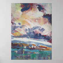 Pintura de Nubes Construyendo / Artista Larry Lere