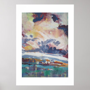 Póster Pintura de nubes en construcción / Artista Larry L