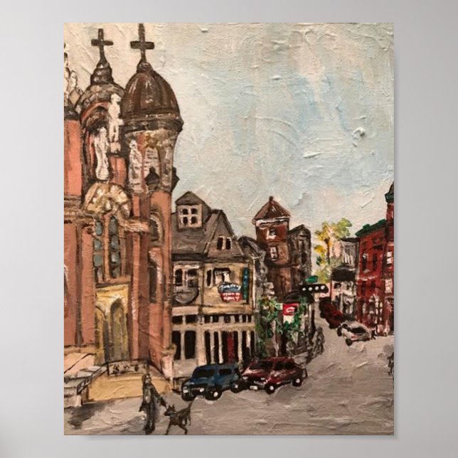 Póster Pintura de Ohio "Little Italy, Cleveland" (Frente)