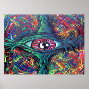 Póster Pintura de ojos torcidos y trippy