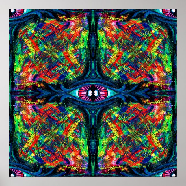 Póster Pintura de ojos torcidos y trippy (Frente)