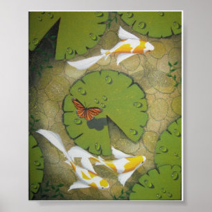 Póster pintura de oro del koi