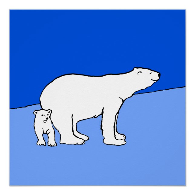 Póster Pintura de oso polar y de cachorro - Arte de vida  (Anverso)