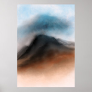 Póster Pintura de paisaje del desierto y el cielo al acua