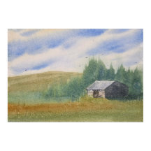 Pintura de paisaje en acuarela