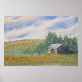 Póster Pintura de paisaje en acuarela