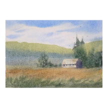 Pintura de paisaje en acuarela