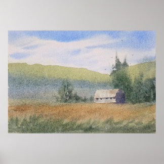 Póster Pintura de paisaje en acuarela