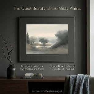 Póster Pintura de paisaje en acuarela con tonos suaves