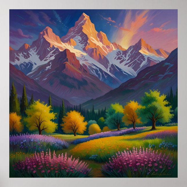 Póster Pintura de paisaje única (Frente)