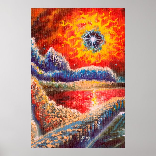 Póster Pintura de paisajes de Sci Fi (Frente)